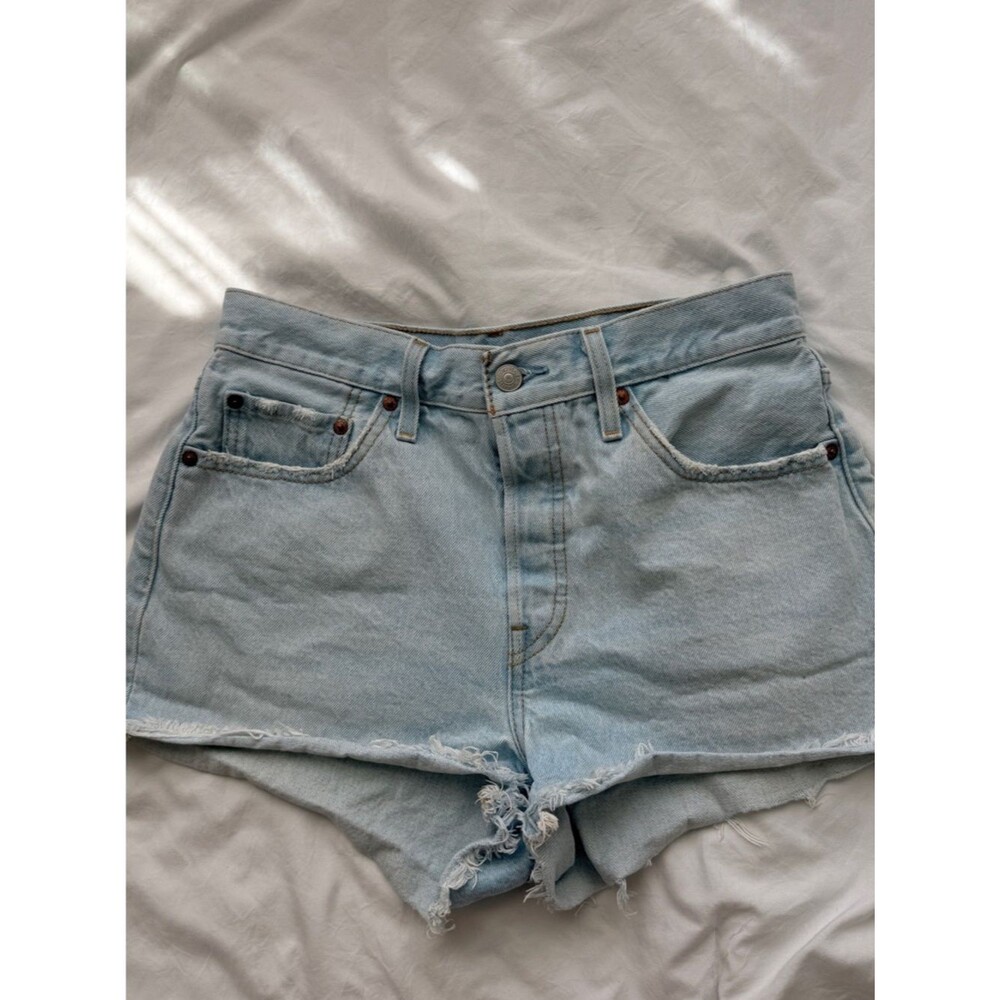 Levi's 501 Light Blue Denim Shorts Size W29 Cut Off Shorts